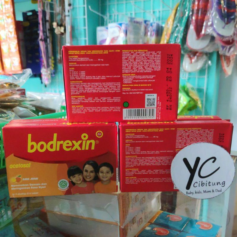 Obat Turun Panas Anak Bodrexin Tablet Rasa Jeruk 1 Box 16 Buah Menurunkan Demam Kids