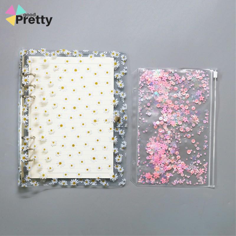 Buku Notebook / Catatan / Diary A6 Cover PVC Transparan Motif Bunga Daisy - PD