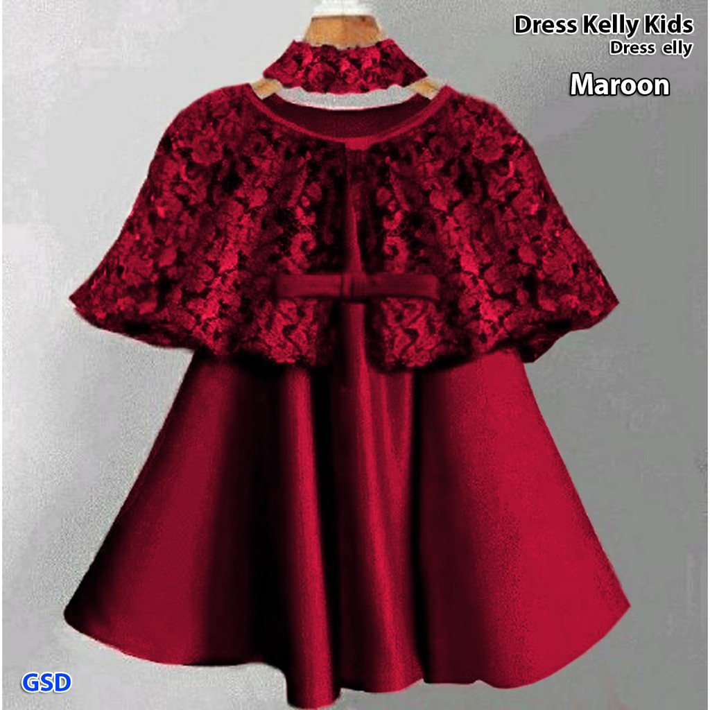 Gaun Pesta Anak Model Dress Cape Brukat Free Bando Baju Pesta Ulang Tahun Anak Dress Kelly Shopee Indonesia