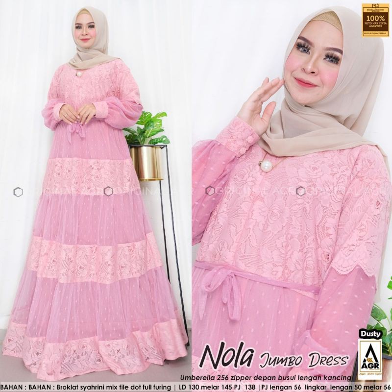 GAMIS BROKLAT JUMBO TERBARU FULL FURING nola dress ld 130 melar sampai 145 dress wanita kondangan ar