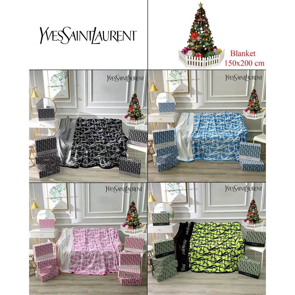 (Selimut) Yves Saint Laurent Designer Brand Blanket Premium Quality Ultra Super Soft Micro Fleece Po
