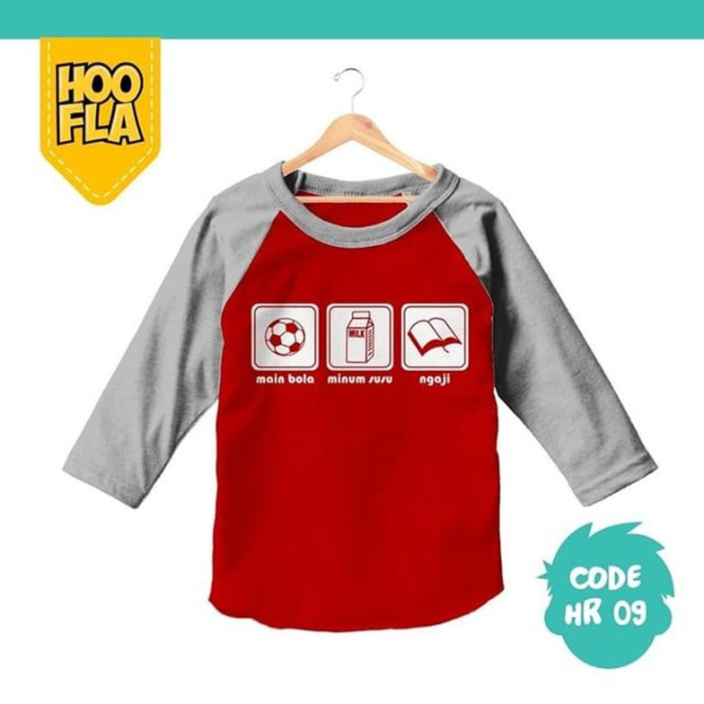 Kaos anak muslim Edukatif , desain Lucu main bola minum susu mengaji (