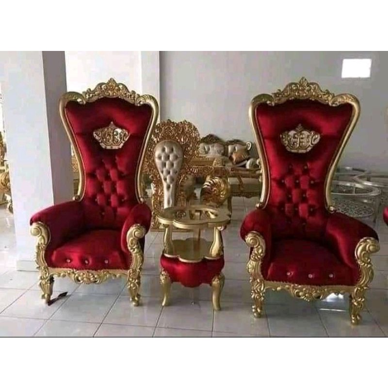 kursi teras tamu ukir syahrini kayu jati mahoni duco gold busa bludru furniture modern mewah