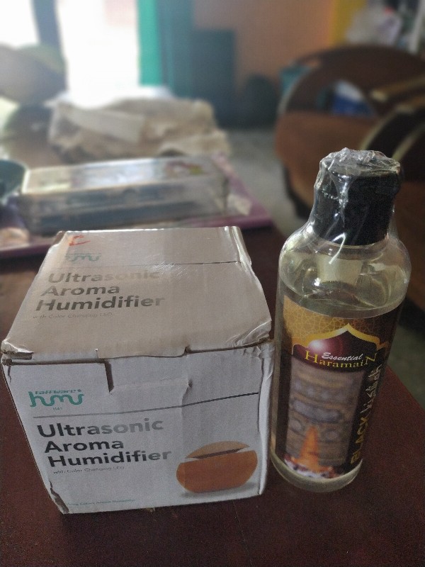 Paket Black Kiswah/pengharum Ruangan/ultrasonic Aroma Humidifier/hitam/putih/cokelat Wood Flower