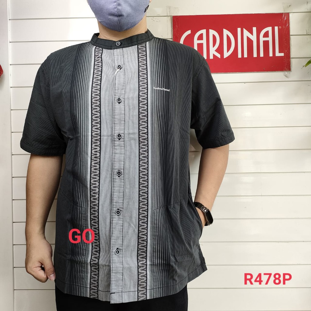 gos XL CARDINAL KEMEJA KOKO Taqwa Pakaian Pria Original Baju Muslim Salur Lengan Pendek Kekinian