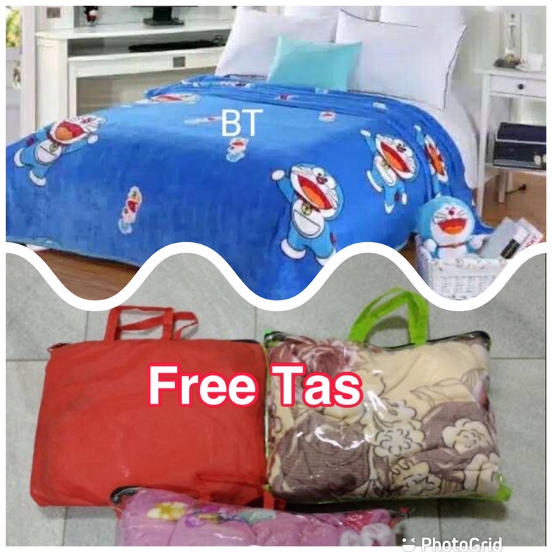 D&amp;Z Selimut Bulu Super Lembut Size140x200 FREE TAS Terbaru Premium Quality