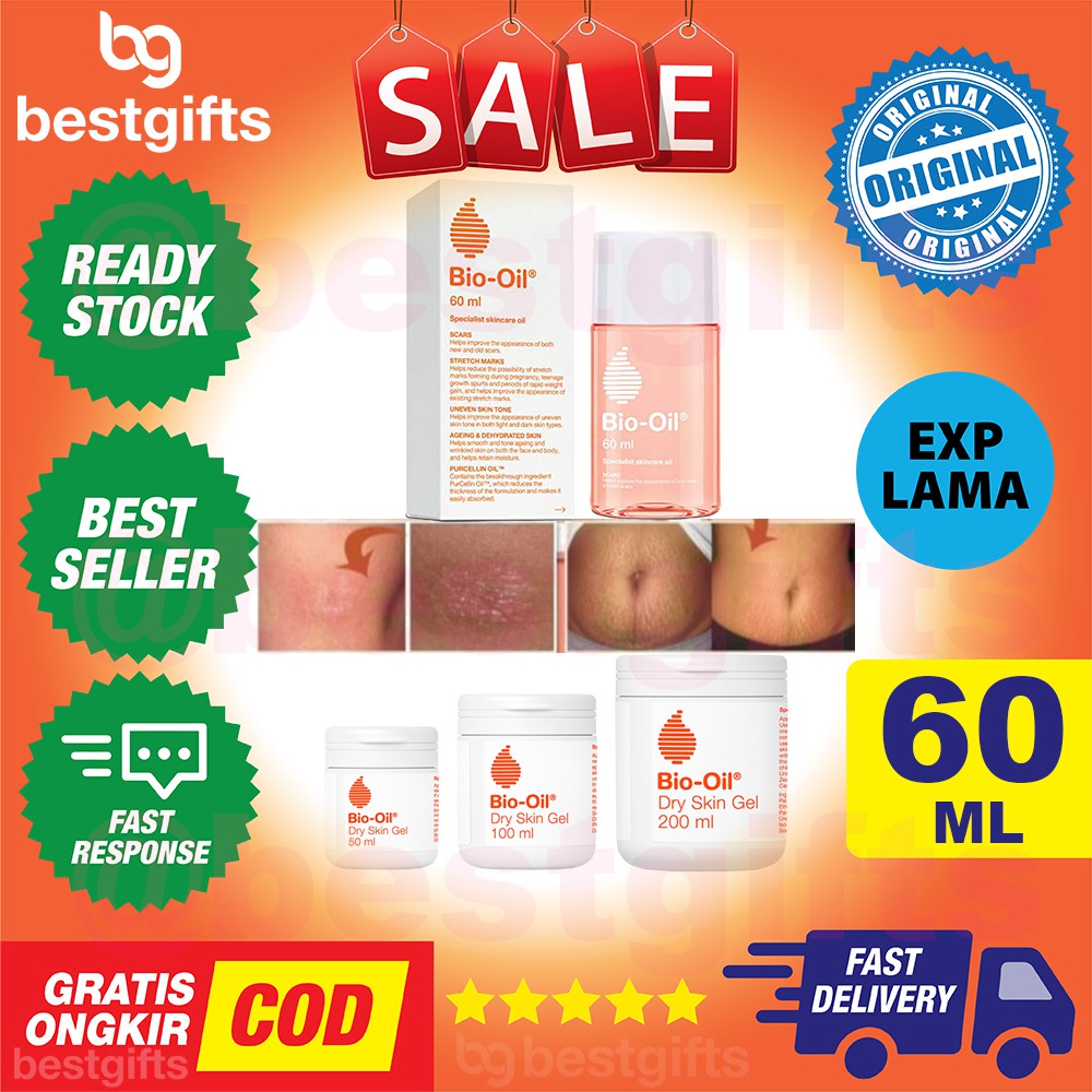 BIO OIL 60 ML 60ML BIOOIL PENGHILANG BEKAS LUKA PASCA HAMIL SCAR STRETCH MARK SELULIT STREACHMARK