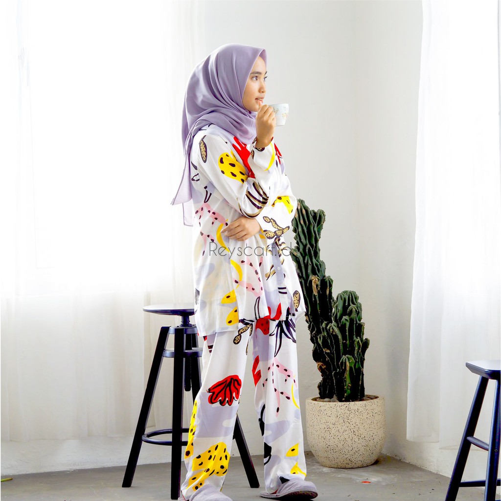 Daily Set Wanita Baju Tidur Jumbo Rayon Mila By Reyscarf One set Dewasa Bahan Katun Viscose Premium 