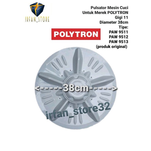 PULSATOR MESIN CUCI POLYTRON ZEROMATIC PAW 9511 9512 9513 GIGI 11 DIAMETER 38CM