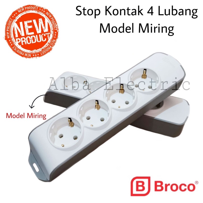 Stop Kontak 4 Lubang BROCO Model Miring Slanting Type Tanpa Kabel OB Stop Kontak Broco 4 Lubang Terminal 4 Lubang Broco Outbow