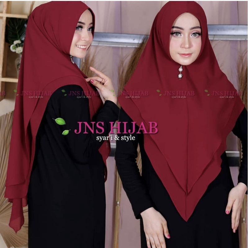khimar almeera hijab 2 layer ceruty keudung 2 layer pet antem jilbab standar ori jns hijab