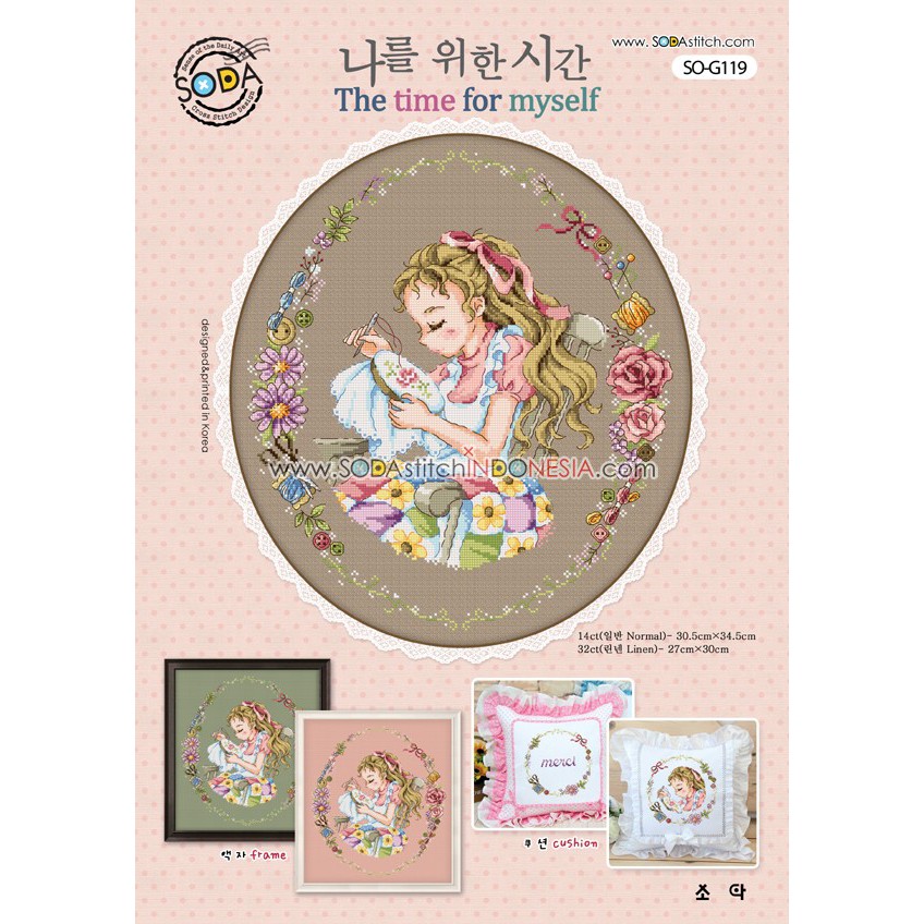 Paket DIY Craft Sulam Kristik / Cross Stitch Sodastitch SO-G119 - The Time For Myself Sewing Girl