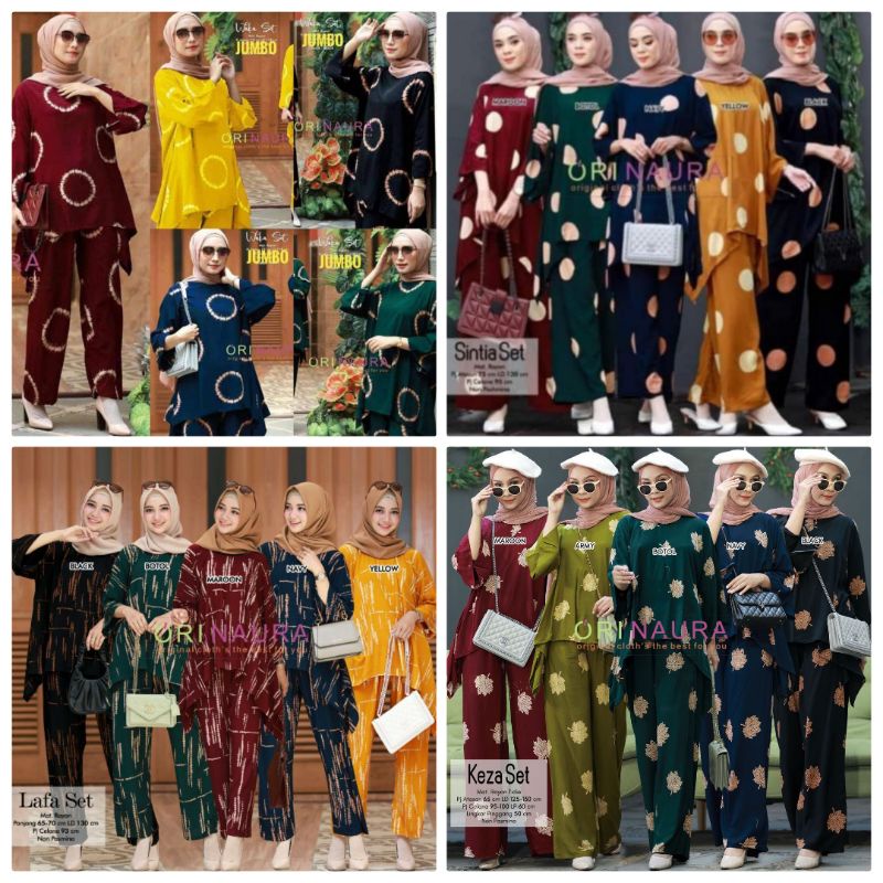 One Set CP WAKA Garis Tiedye Polkadot Jumbo Setelan Oversize Sekta Lafa Bat wings