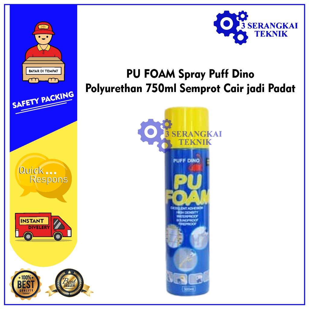 PU FOAM Spray Puff Dino 750ML Polyurethan Semprot Cair jadi Padat