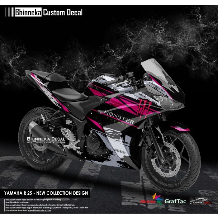 DECAL STICKER R25 MONSTER ENERGY PINK