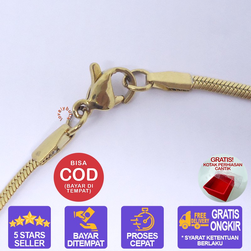 Lovelybutik Honey Kalung Huruf Titanium Anti Karat Inisial I Uk 45 cm BONUS KOTAK PERHIASAN