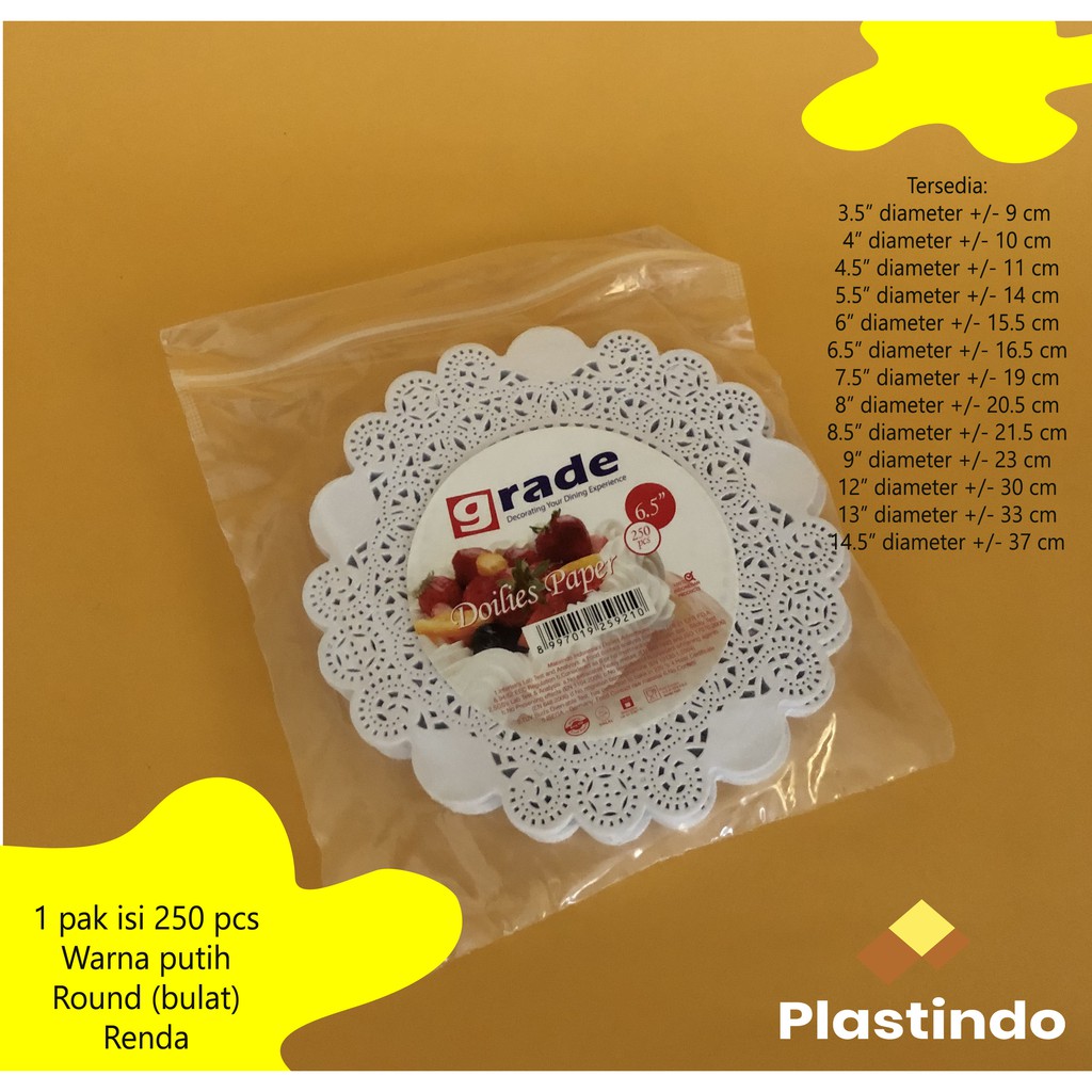 

Doilies Paper Grade 6.5” (16,5 cm) | Kertas Doilis Alas Kue Doylies | Kertas Rendah Alas Kue
