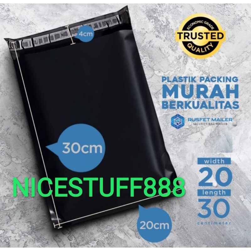 

PLASTIK POLYMAILER Ukuran 20x30 cm Packing Warna Hitam Harga per ikat Murah NC88