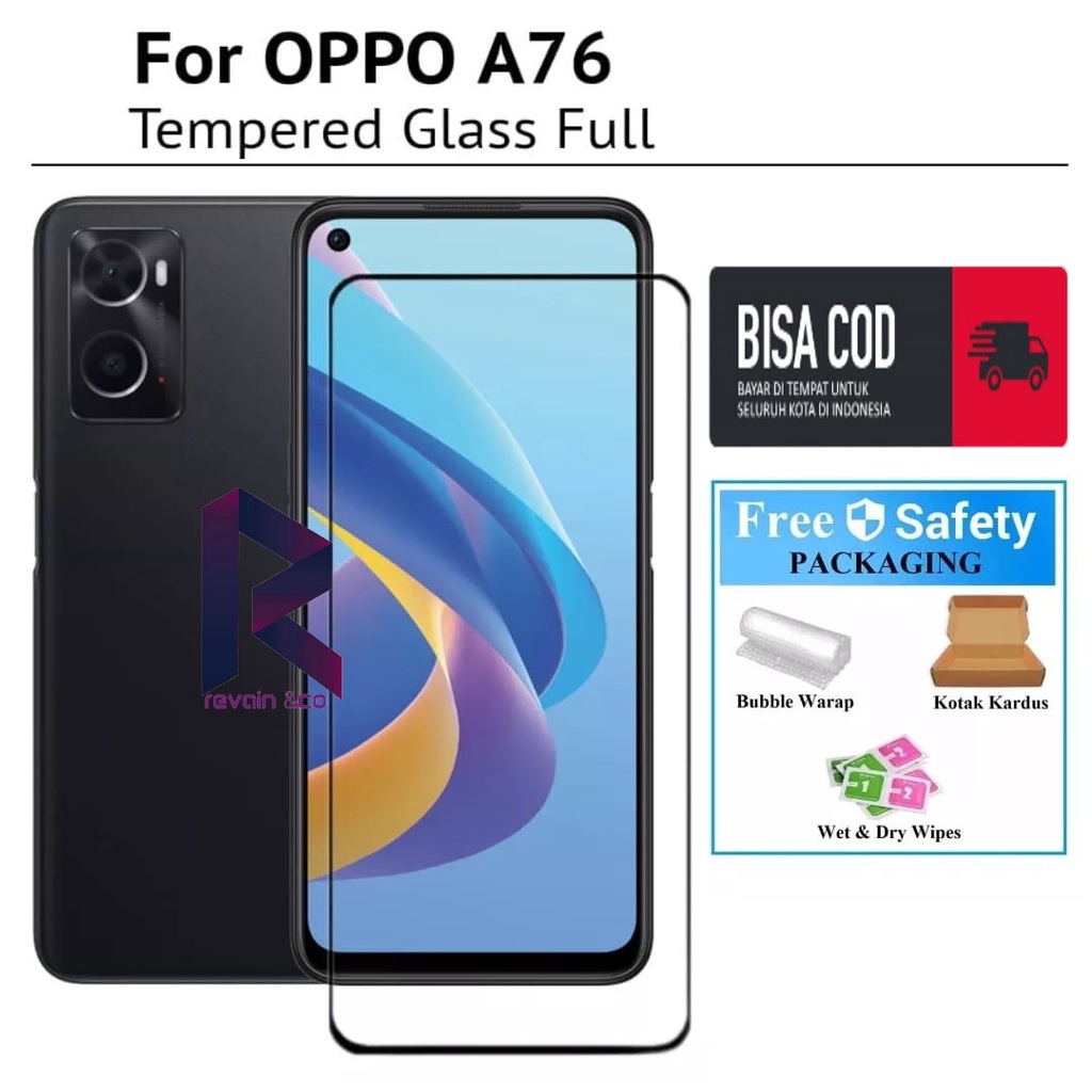 OPPO A76 TEMPERED GLASS FULL LAYAR KUALITAS PREMIUM ANTI GORES FULL SCREEN PELINDUNG LAYAR OPPO A76