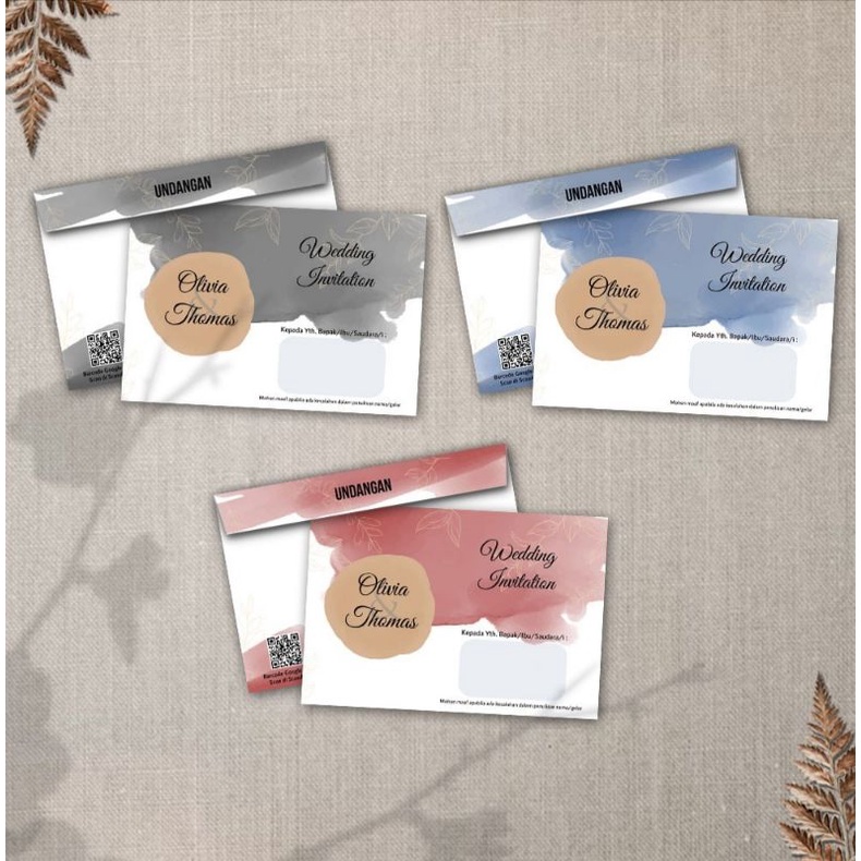 undangan amplop sembur rustik abu biru maroon / undangan khitan sunatan sunat pernikahan nikah natur