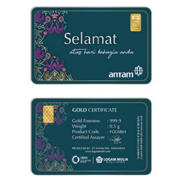 ANTAM Gift Series 0.5 gr Fine Gold 999.9 % Selamat