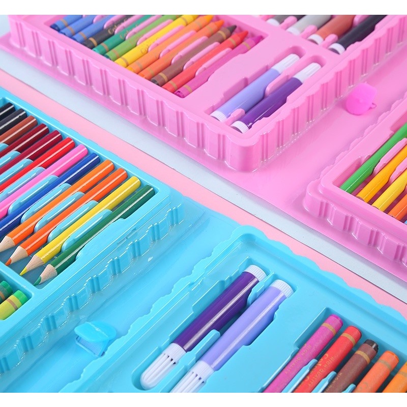 Crayon Set 86pcs / Crayon Set Koper Tas / Pensil Warna Mewarnai Anak anak