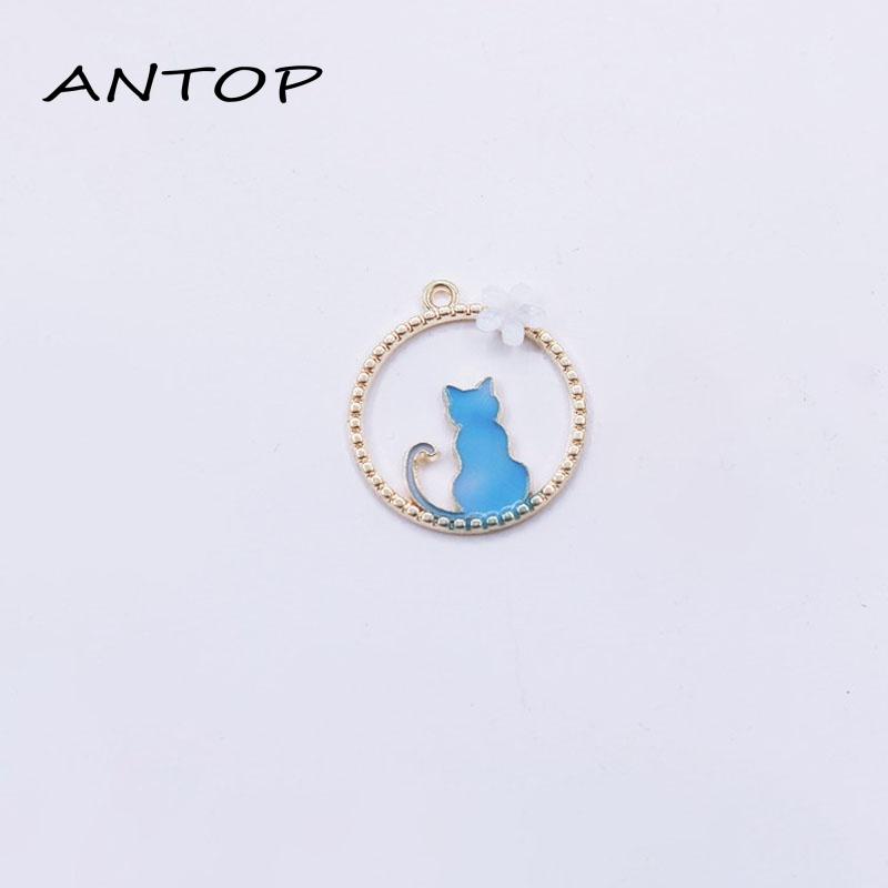 1 Pcs Kalung Titanium Wanita Lingkaran Anak Kucing Biru Merah Jambu Pasangan Teman Perhiasan ANTOP