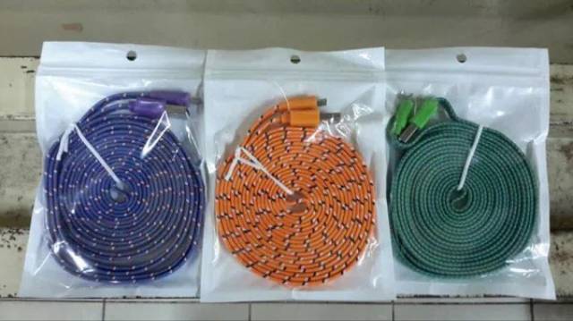 Kabel Data 3m Setrika Kabel Charger Android 300cm Kabel Casan Micro Data Cable V8 Motif Tali Sepatu