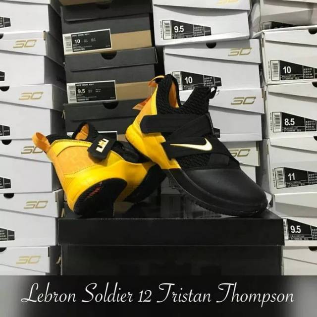 Sepatu Basket LeBron Soldier 12 Black Yellow Tristan Thompson