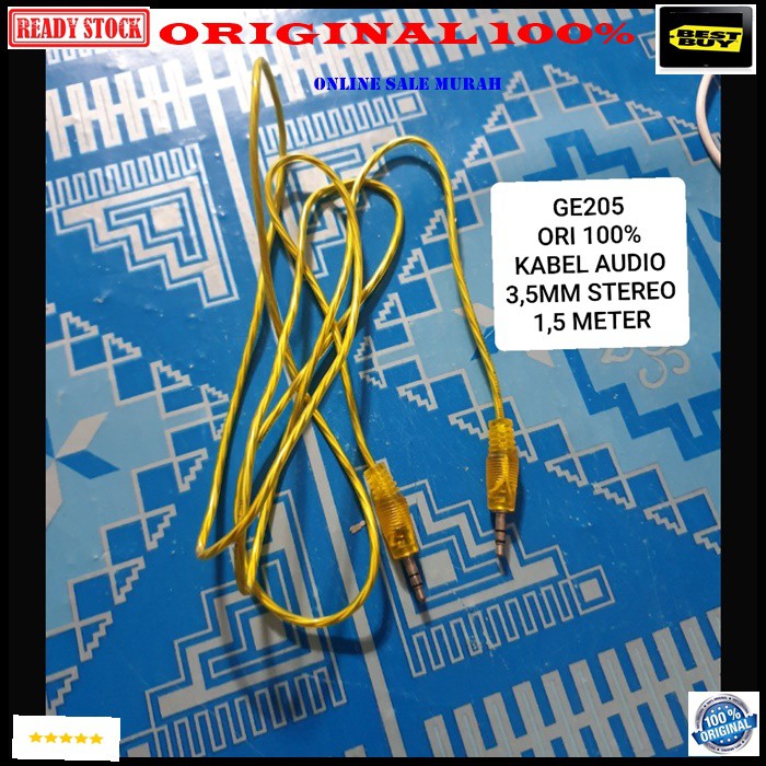 G205 Ori 100% kabel aux audio hp handphone dual 3.5mm sound system stereo jek jack sambungan elektronik speaker spk musik mp3 suara laptop DLL multifungsi universal original G205   1,5 meter / 150 cm  KABEL 3.5MM KE 3.5MM  Bisa segala JENIS HP  Penyambung