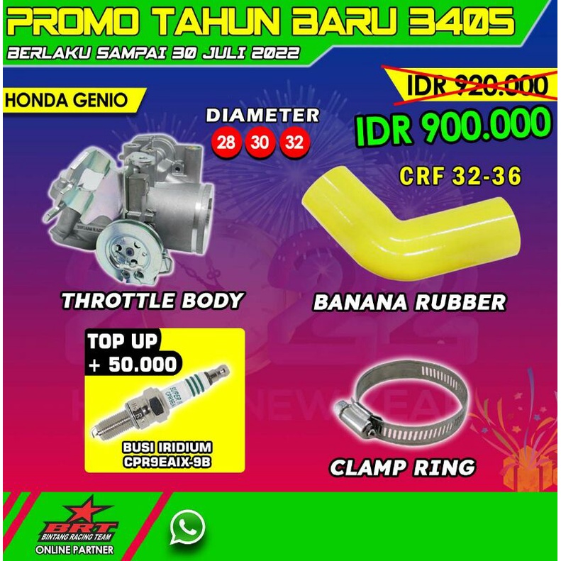Throttle Body + Banana Rubber Honda Genio / Beat Esp / Beat Street