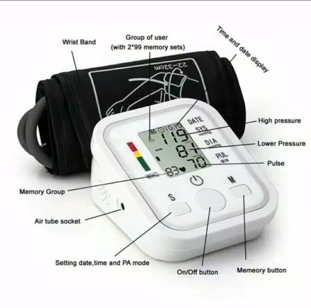 Tensimeter digital lengan atas alat ukur tekanan darah dengan monitor blood pressure alat tensi B869 BW-3205