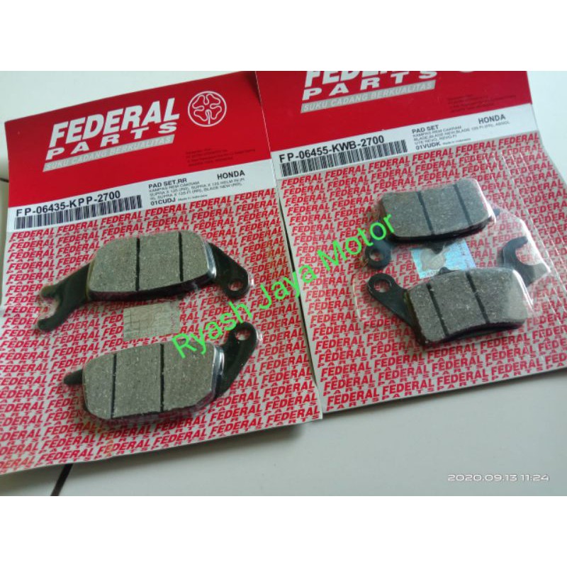 Paket kampas rem depan &amp; belakang Supra x 125 disk series/blade /blade f1/sonic R 125-150 Federal