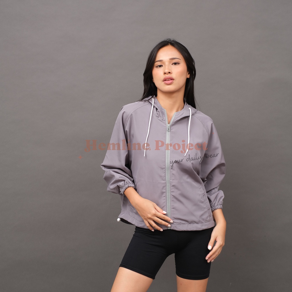 Ganis Oversized Jaket Grey - Jaket Parasut Hoodie