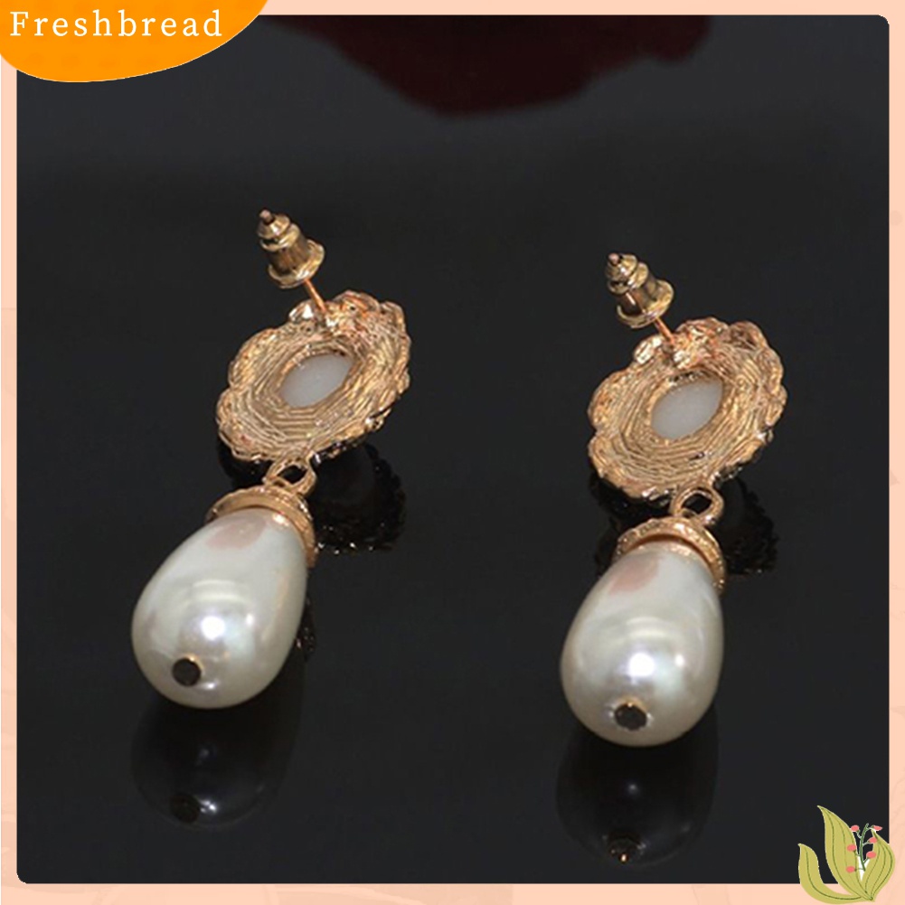 ? Fresh ? Anting Giwang Elegan Mewah dengan Mutiara Imitasi Warna Emas untuk Wanita