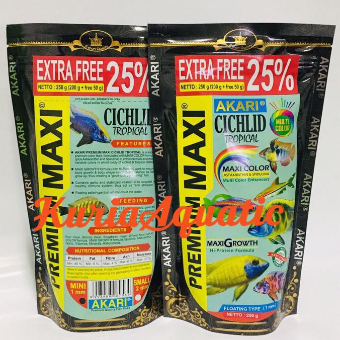

AKARI CICHLID TROPICAL PREMIUM MAXI 250g 250gr Pakan Ikan 250 gr gram