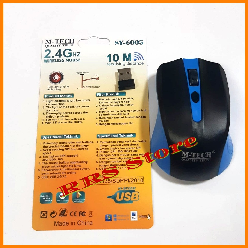 NEW MOUSE M-Tech sy 6005 Mouse wireless HIJAU BIRU