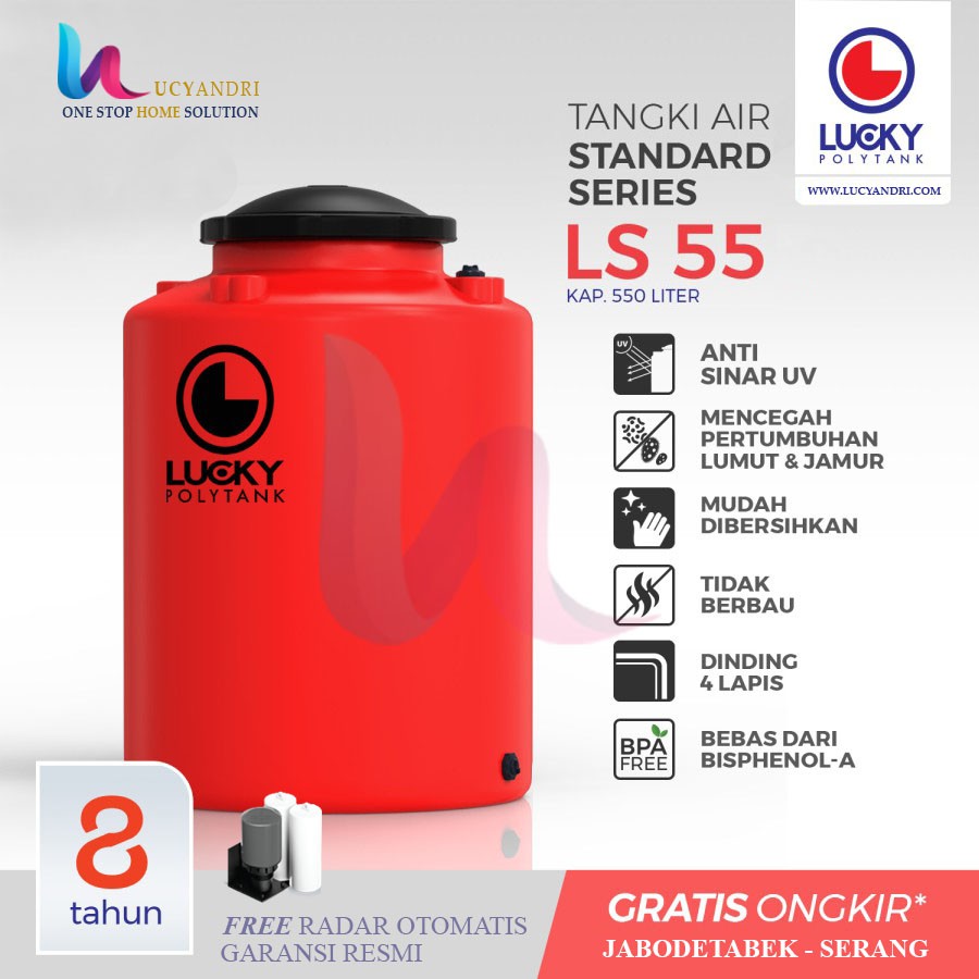 Tangki Air  Plastik  LS 550 Polytank Lucky Standard/ Toren Air / Tandon Air