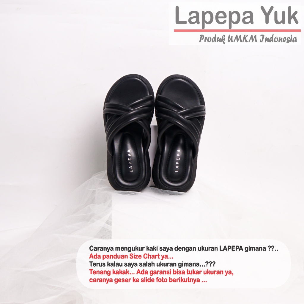 LAPEPA YUK - Sandal Platform Anak Perempuan Usia 2 sampai 10 Tahun TARA KIDS Sendal Anak cewek Wedges Wanita Empuk Model Silang Warna BLACK Hitam Strap Lucu Cantik cewe Slop Usia Umur 3 4 5 6 7 8 9 thn Tahun Premium Ori Original Mall Official Store