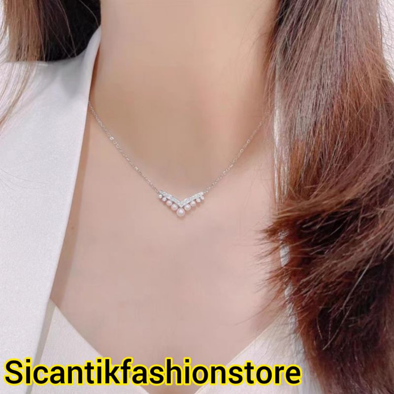 Kalung Titanium Silver Fuji Viral Terbaru Terlaris Anti Karat Selamanya Kalung Fuji Kekinian Kalung Titanium Wanita Kekinian Mewah