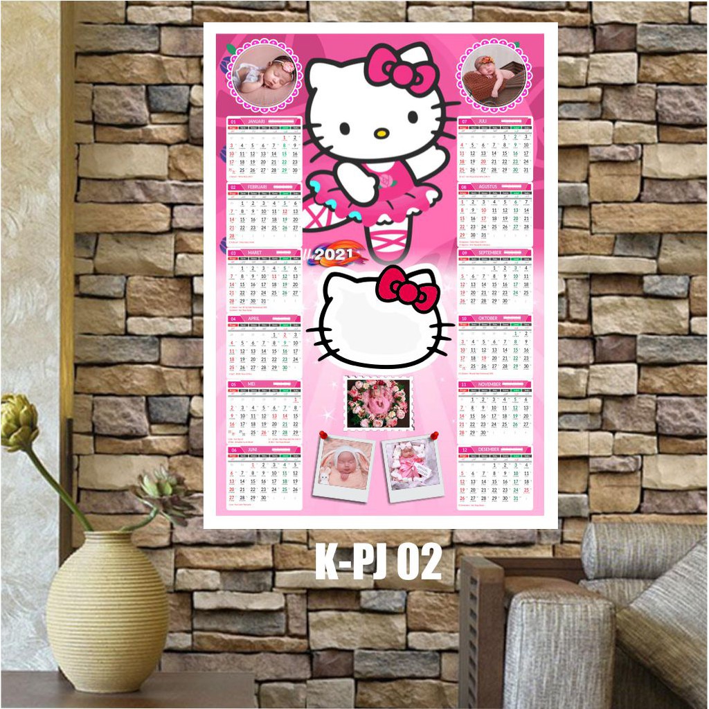 

Murah!!!Kalender Custom 2021 hello kity, 1 lembar, bisa di isi 5 foto