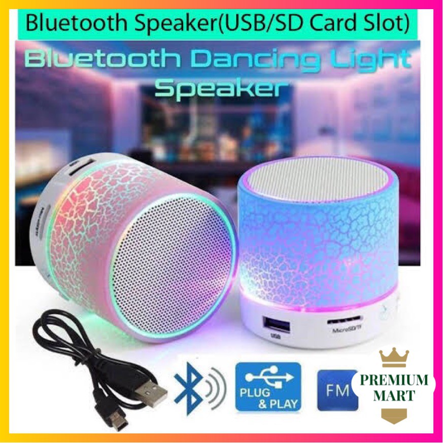 Speaker Bluetooth S10 Mini Lampu LED Model Retak