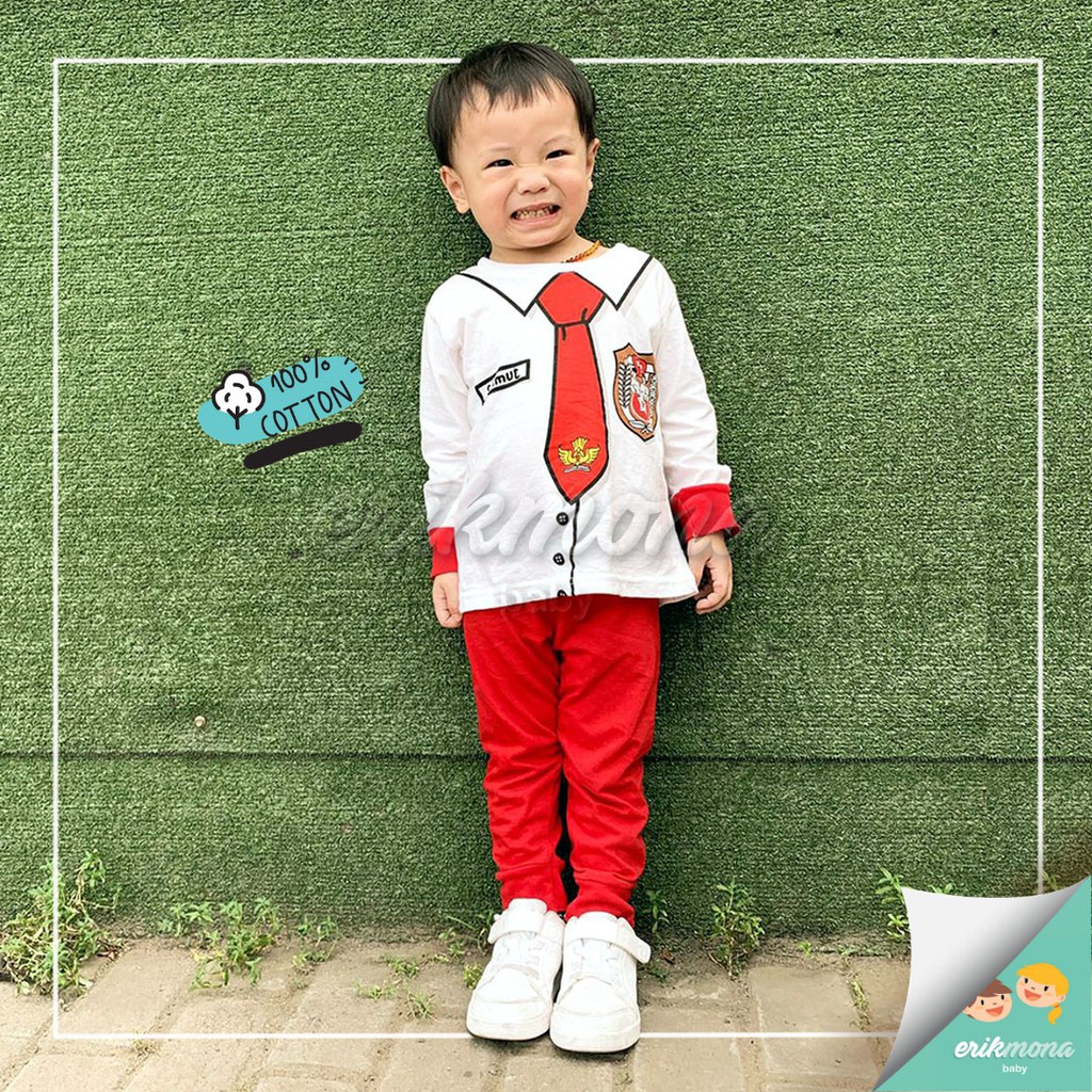 baju piyama anak baju anak cowo cewe piyama bayi model seragam SD 2y 3y 4y