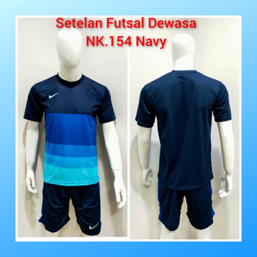 Kaos futsal pria jersey sepak bola baju dan celana setelan wanita dewasa t-shirt outfit seragam jarsey kostum olahraga pakaian apparel sport jersy soccer casual jersi suit NK154 navy