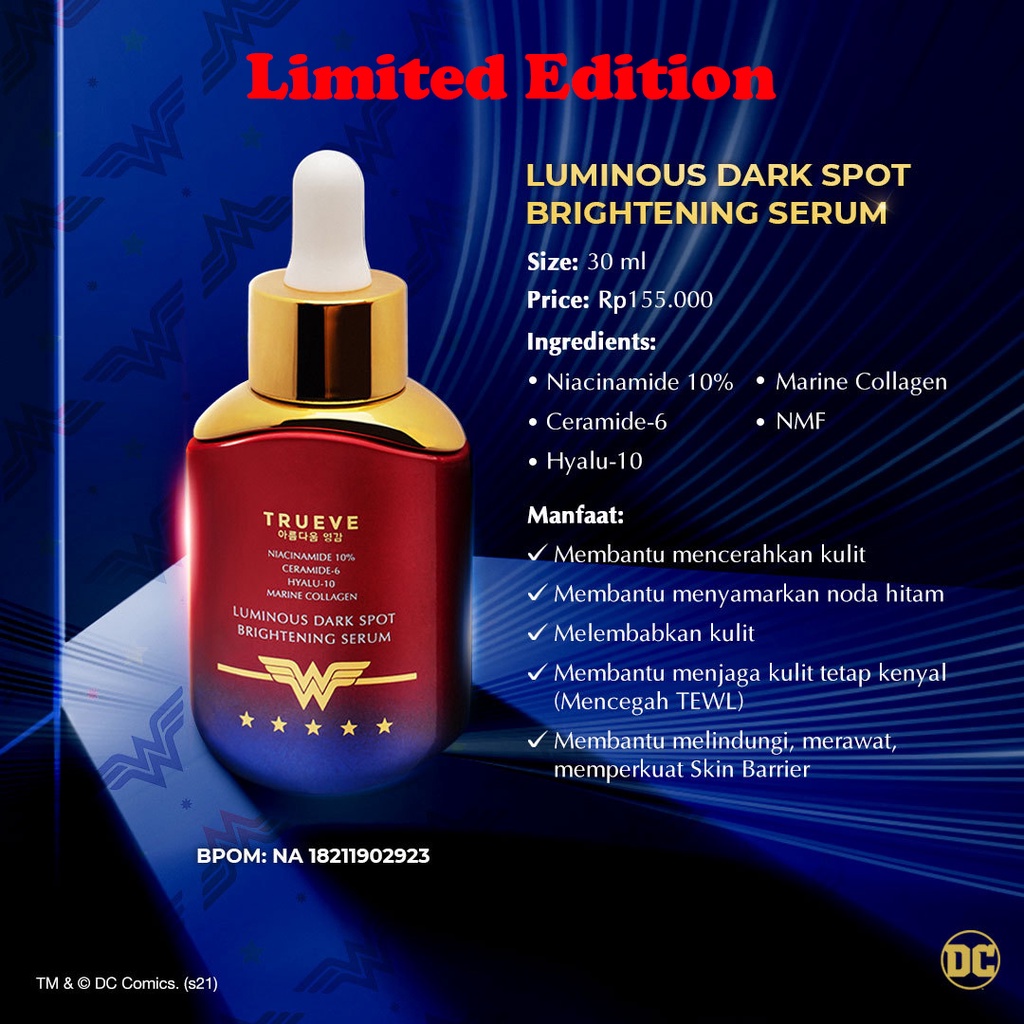 TRUVE Wonder Woman Luminous Dark Spot Brightening Serum Penghilang Flek Hitam Pencerah Wajah Officia