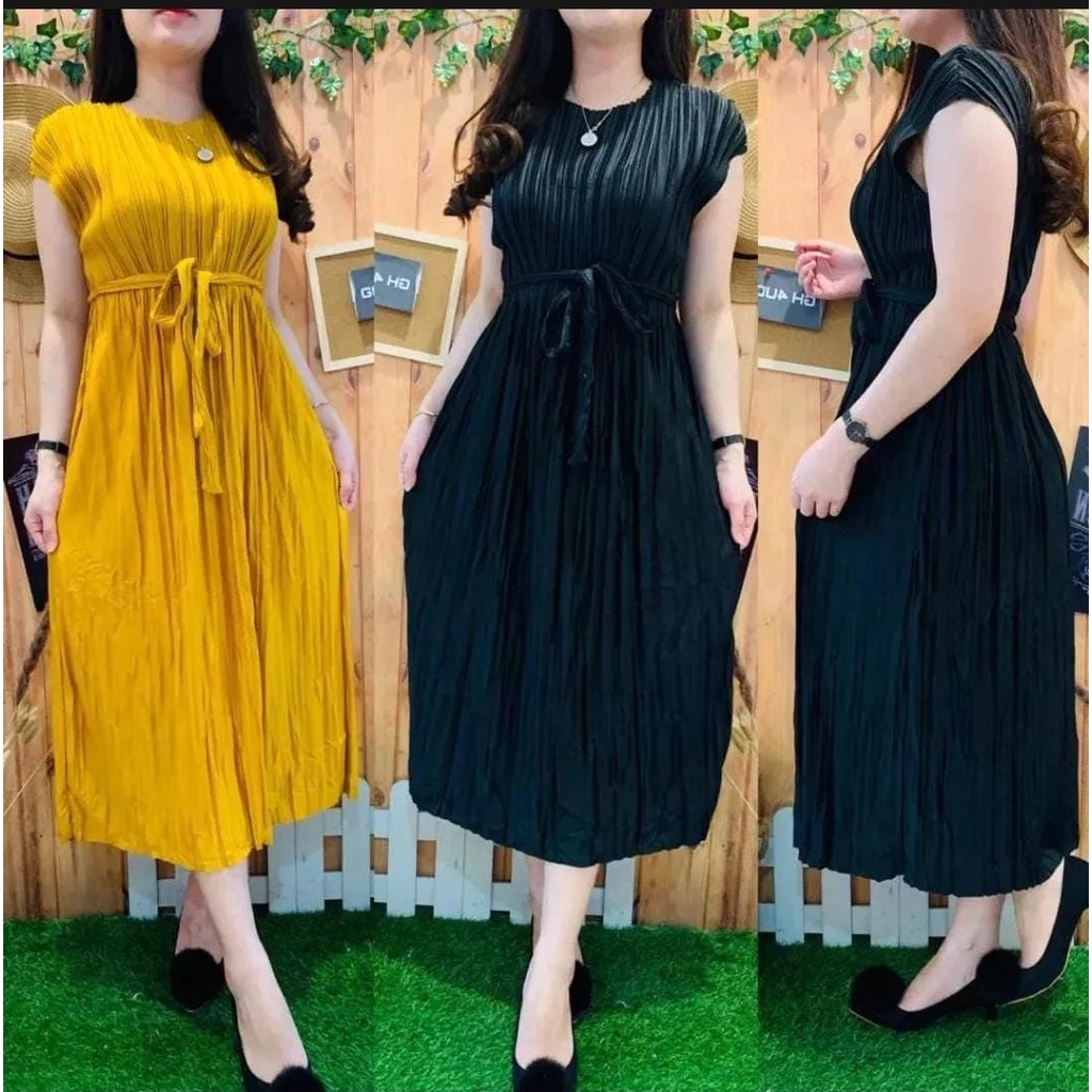 LANGSUNG KIRIM DRESS PLISKET PREMIUM  VALEN / DRESS MURAH/ DRESS TERBARU/DRESS  TERKINI