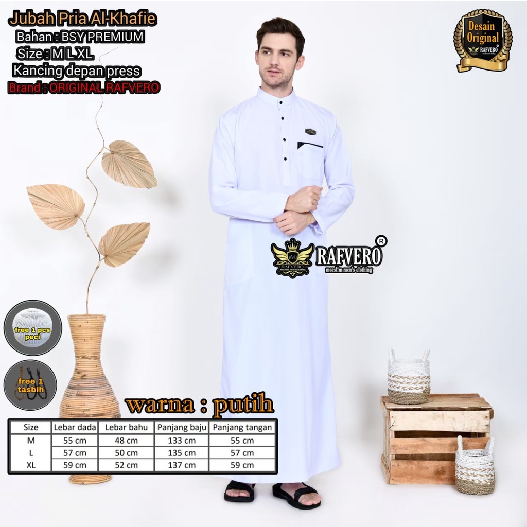 Baju Gamis Laki laki Jubah Pria Dewasa Rafvero Original Pakaian Muslim Al Khafie