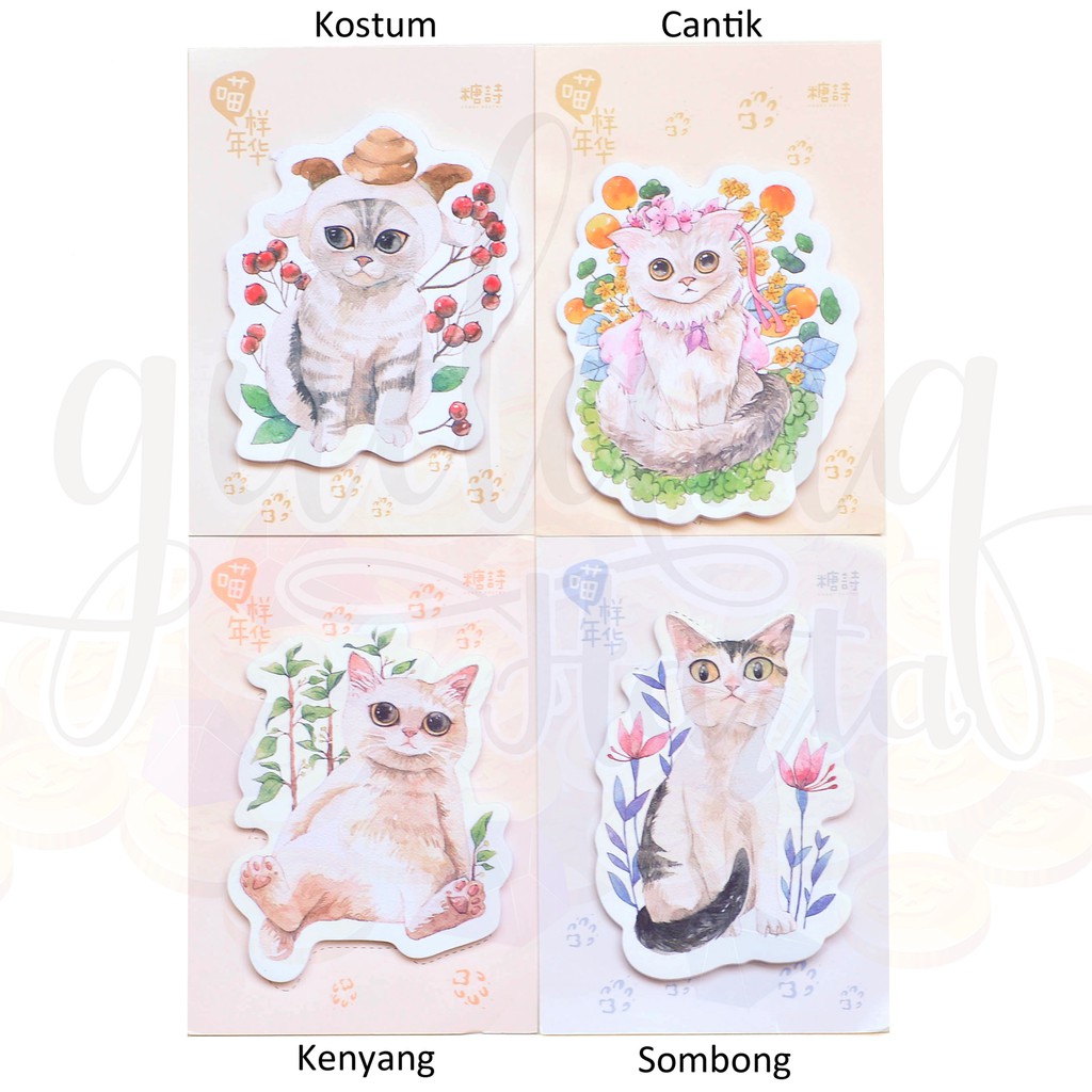 Sticky Notes Kucing Bunga Flower Cat Lucu Unik Memo Note GH 301169