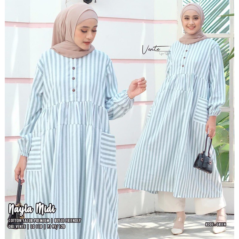 NAYLA MIDI VENTE STRIPE DRESS