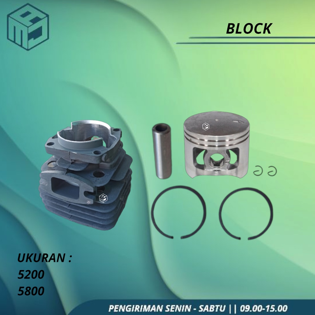 Block Blok Cylinder Mesin Chainsaw Gergaji Potong Kayu Senso Kecil 5200 5800